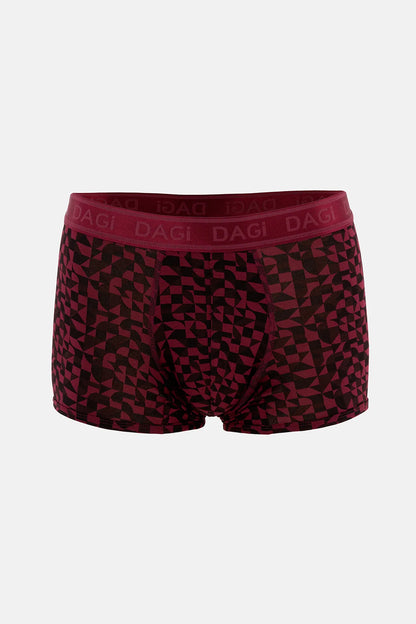 Bordo-siyah 3'lü Desenli Micro Modal Boxer