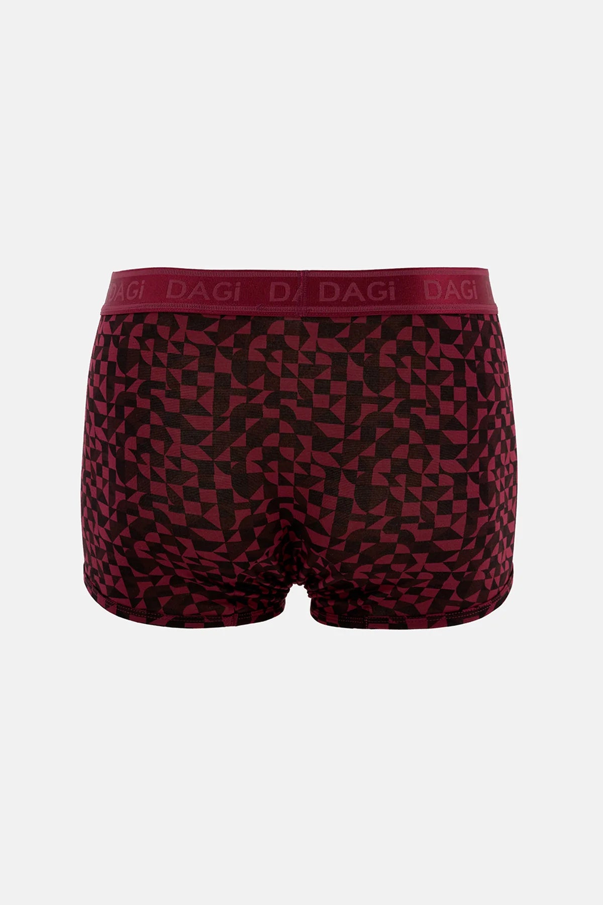 Bordo-siyah 3'lü Desenli Micro Modal Boxer