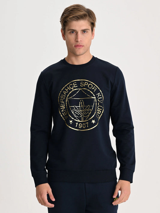 Fenerbahçe Lacivert Tribün Altın Logolu Erkek Sweatshirt