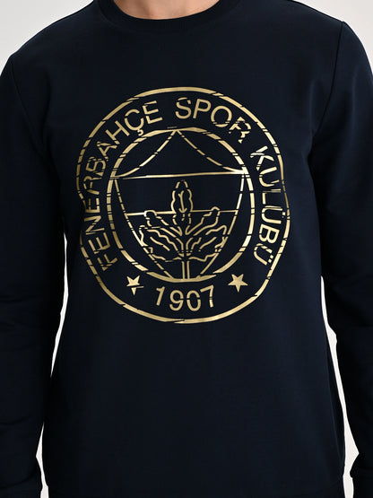 Fenerbahçe Lacivert Tribün Altın Logolu Erkek Sweatshirt