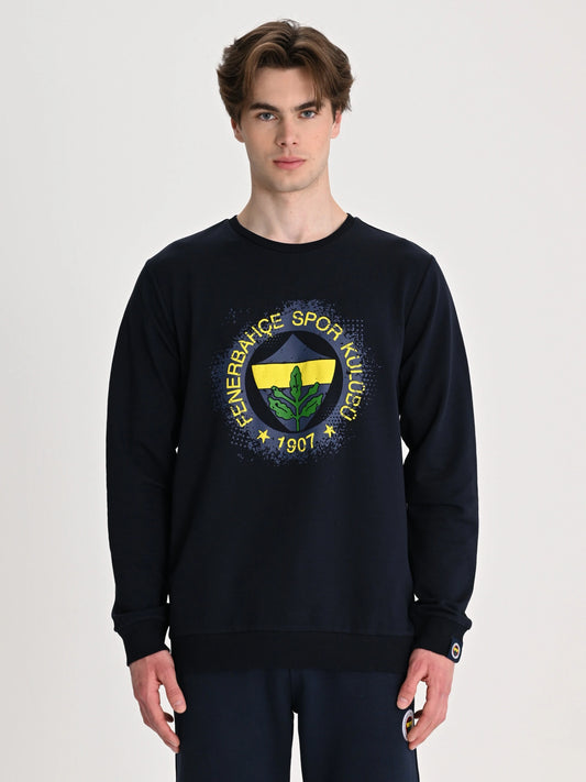 Fenerbahçe Sarı Lacivert Tribün Tramlı Logo Erkek Sweatshirt