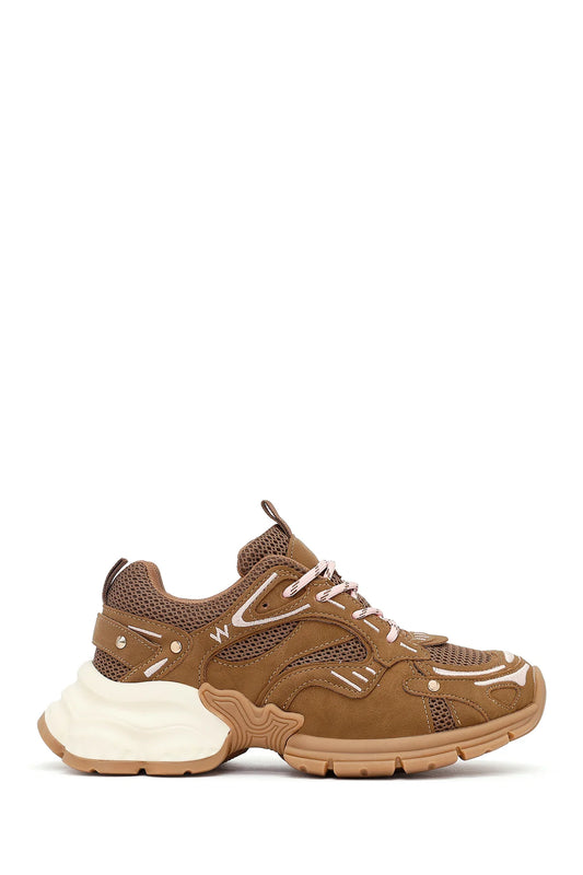 Kadın Camel Bağcıklı Kalın Tabanlı Sneaker