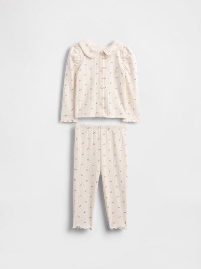 Krem Pointelle Fitilli Outfit Set