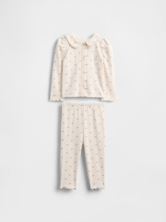 Krem Pointelle Fitilli Outfit Set