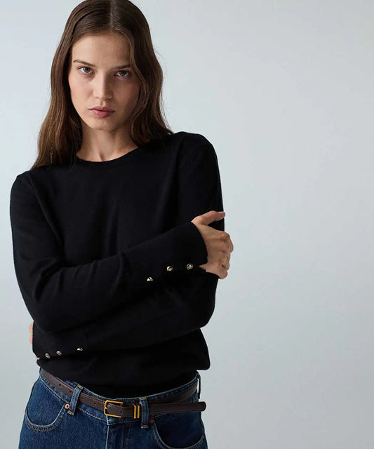 Siyah Monogram Düğmeli Triko Iw6260050176001 | Ipekyol