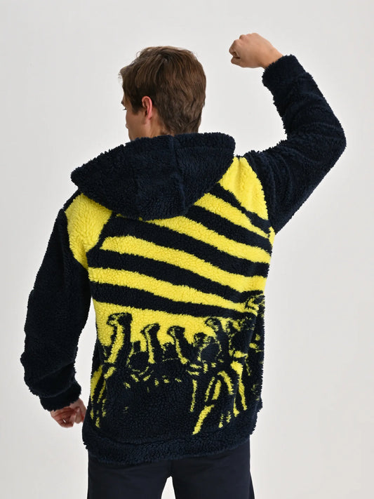Fenerbahçe Lacivert Tribün Bayrak Detaylı Erkek Peluş Sweatshirt