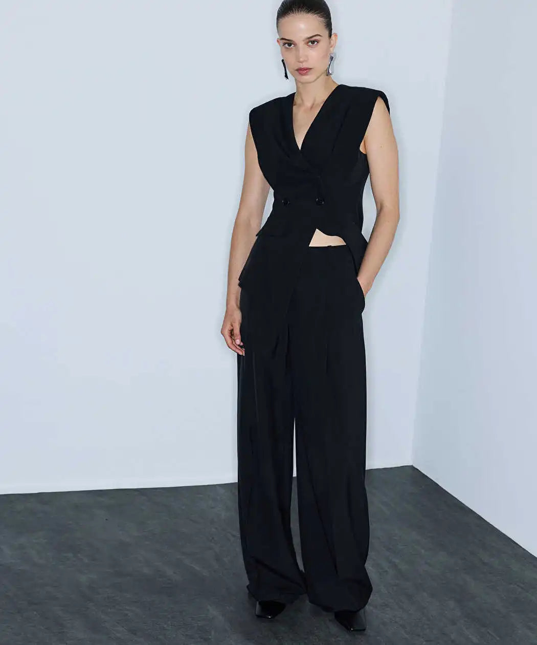 Siyah Yün Içerikli Wide Leg Pantolon Iw6260003134001 | Ipekyol