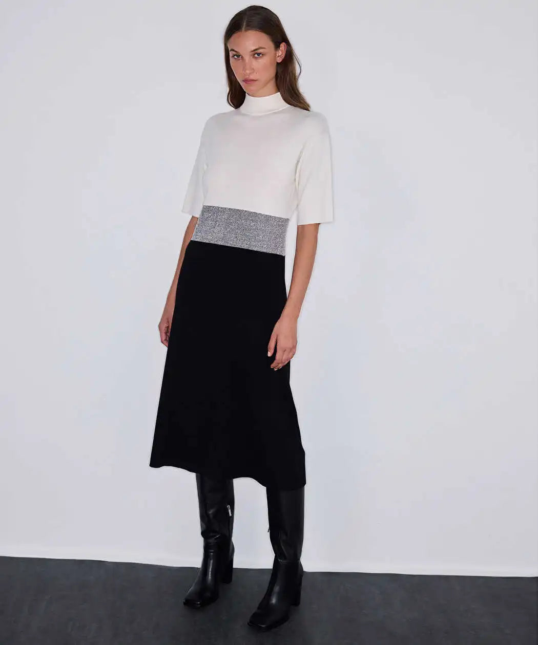 Ekru Colorblock Triko Elbise Iw6260002213018 | Ipekyol