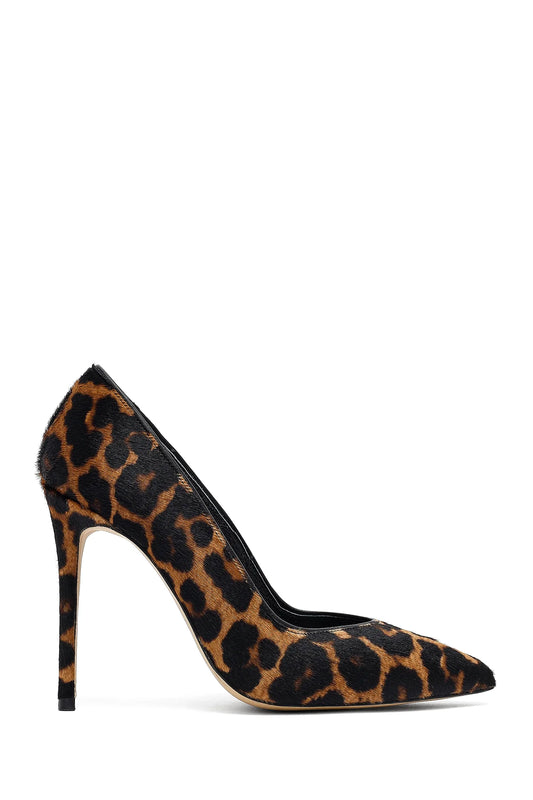 Kadın Leopar Yüksek Ince Topuklu Deri Stiletto