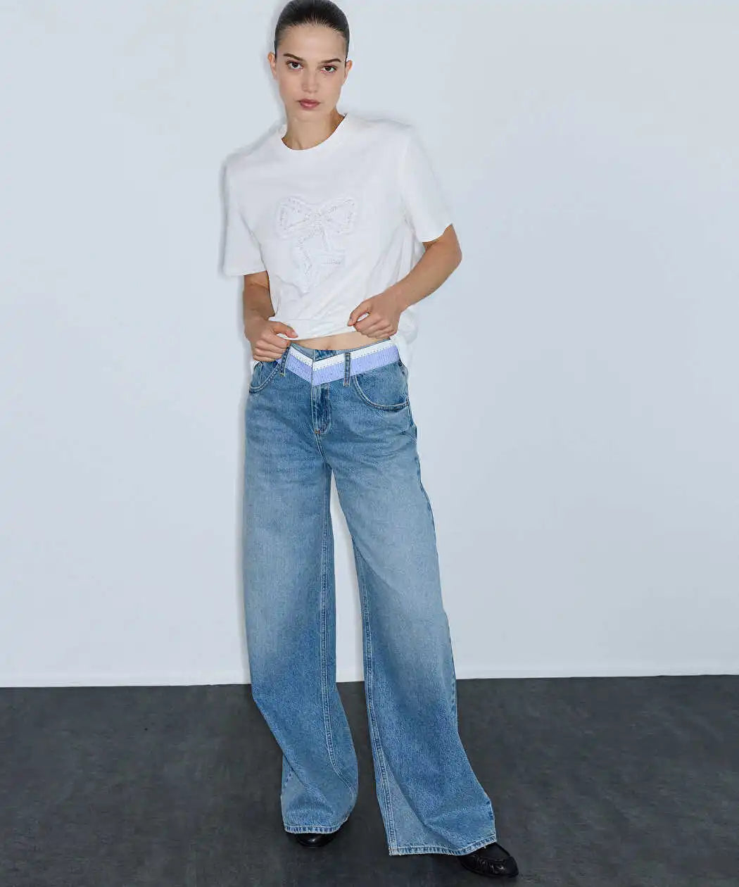 Mavi Kontrast Bel Wide Leg Jean Pantolon Iw6260018037629 | Ipekyol