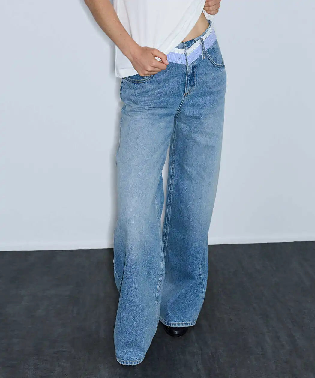 Mavi Kontrast Bel Wide Leg Jean Pantolon Iw6260018037629 | Ipekyol