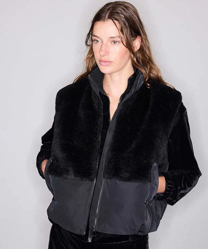 Siyah Kumaş Mix Bomber Yelek Iw6260007113001 | Ipekyol