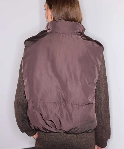 Kahverengi Kumaş Mix Bomber Yelek Iw6260007113074 | Ipekyol