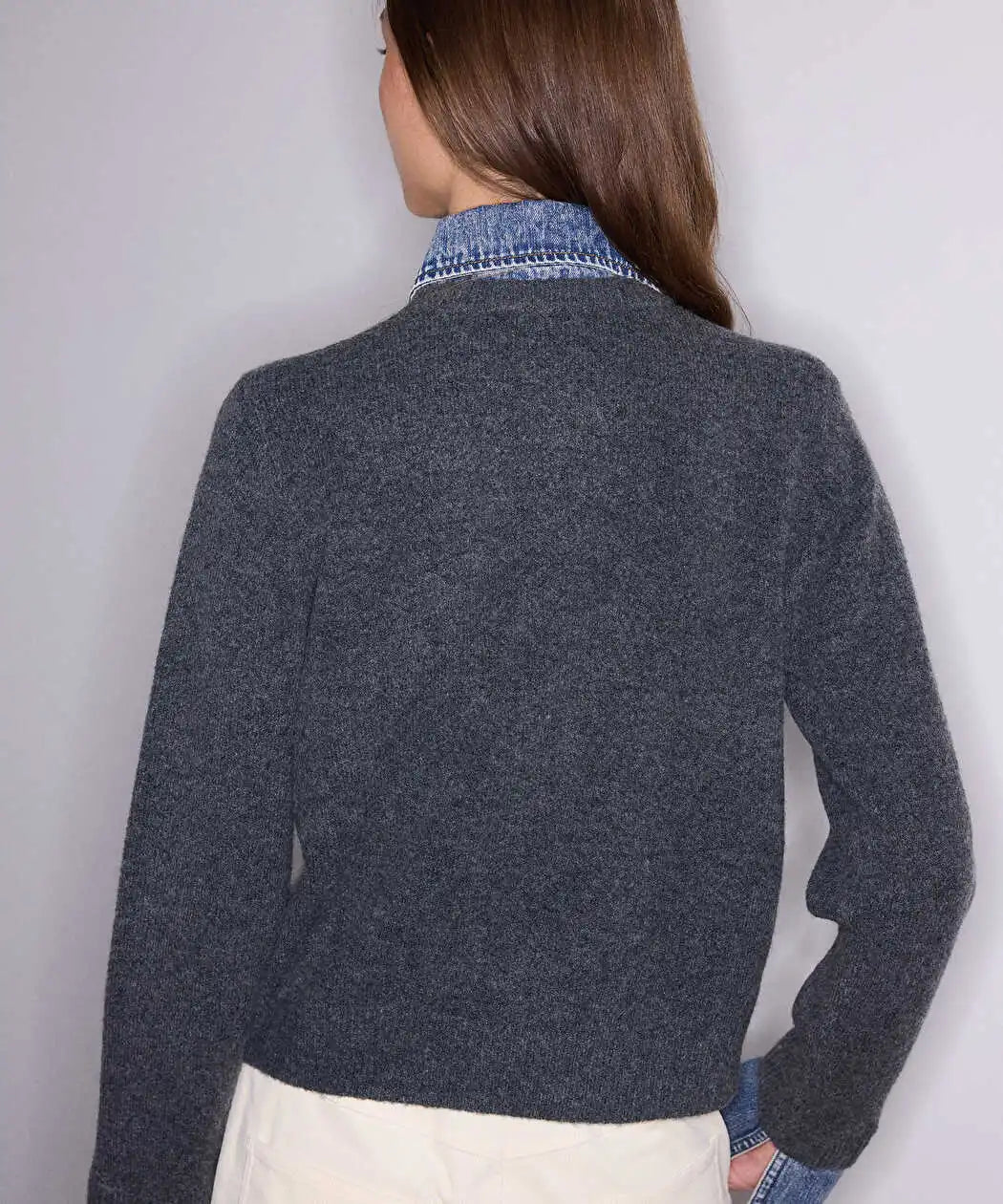 Gri Çift Parça Görünüm Denim Mix Triko Iw6260050193126 | Ipekyol