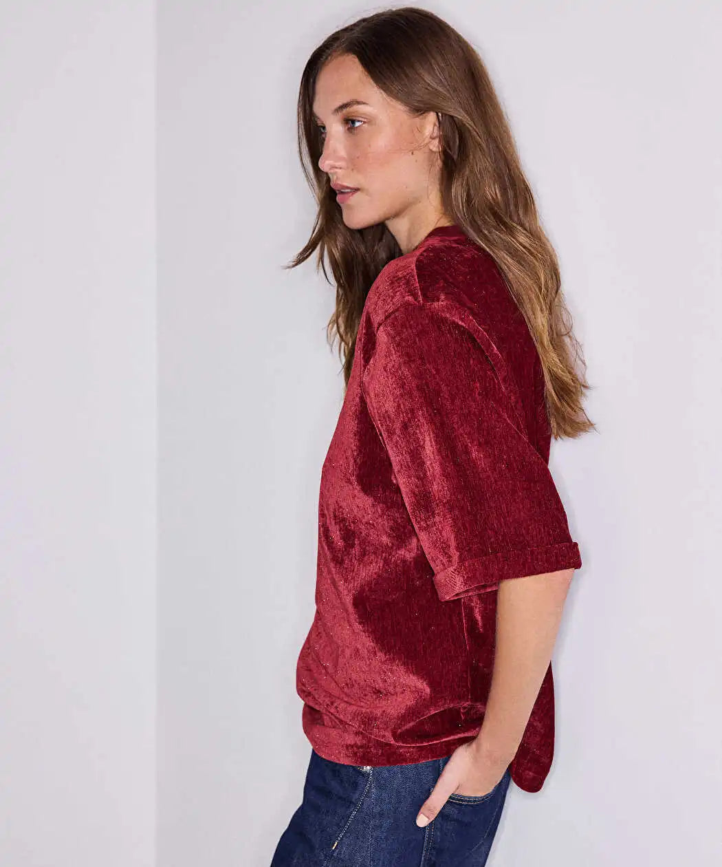 Bordo Kadife Tişört Iw6260070191049 | Ipekyol