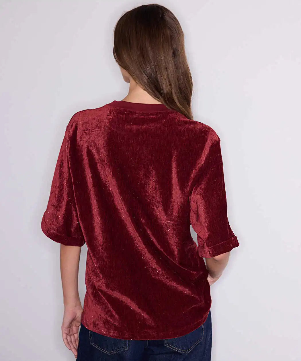 Bordo Kadife Tişört Iw6260070191049 | Ipekyol