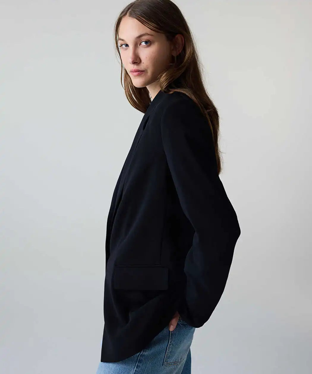 Siyah Vatkalı Uzun Blazer Iw6260005125001 | Ipekyol