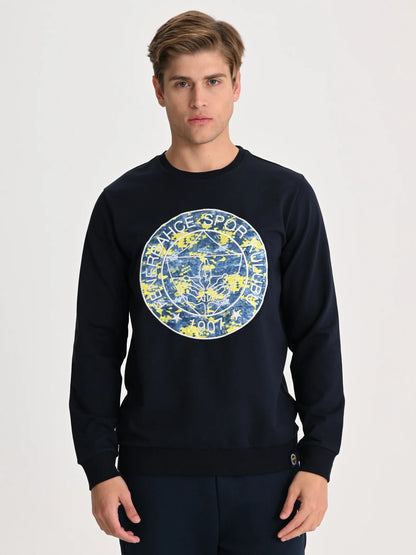 Fenerbahçe Lacivert Tribün Kamuflaj Logolu Erkek Sweatshirt
