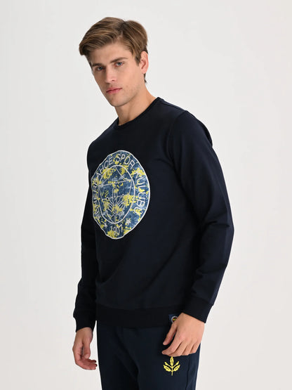 Fenerbahçe Lacivert Tribün Kamuflaj Logolu Erkek Sweatshirt