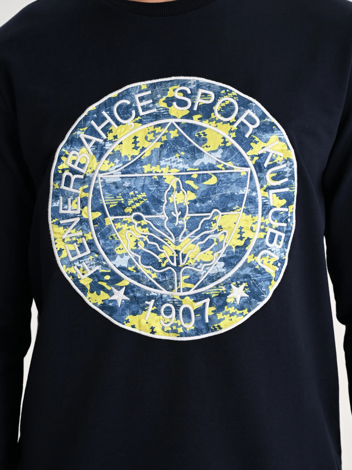 Fenerbahçe Lacivert Tribün Kamuflaj Logolu Erkek Sweatshirt