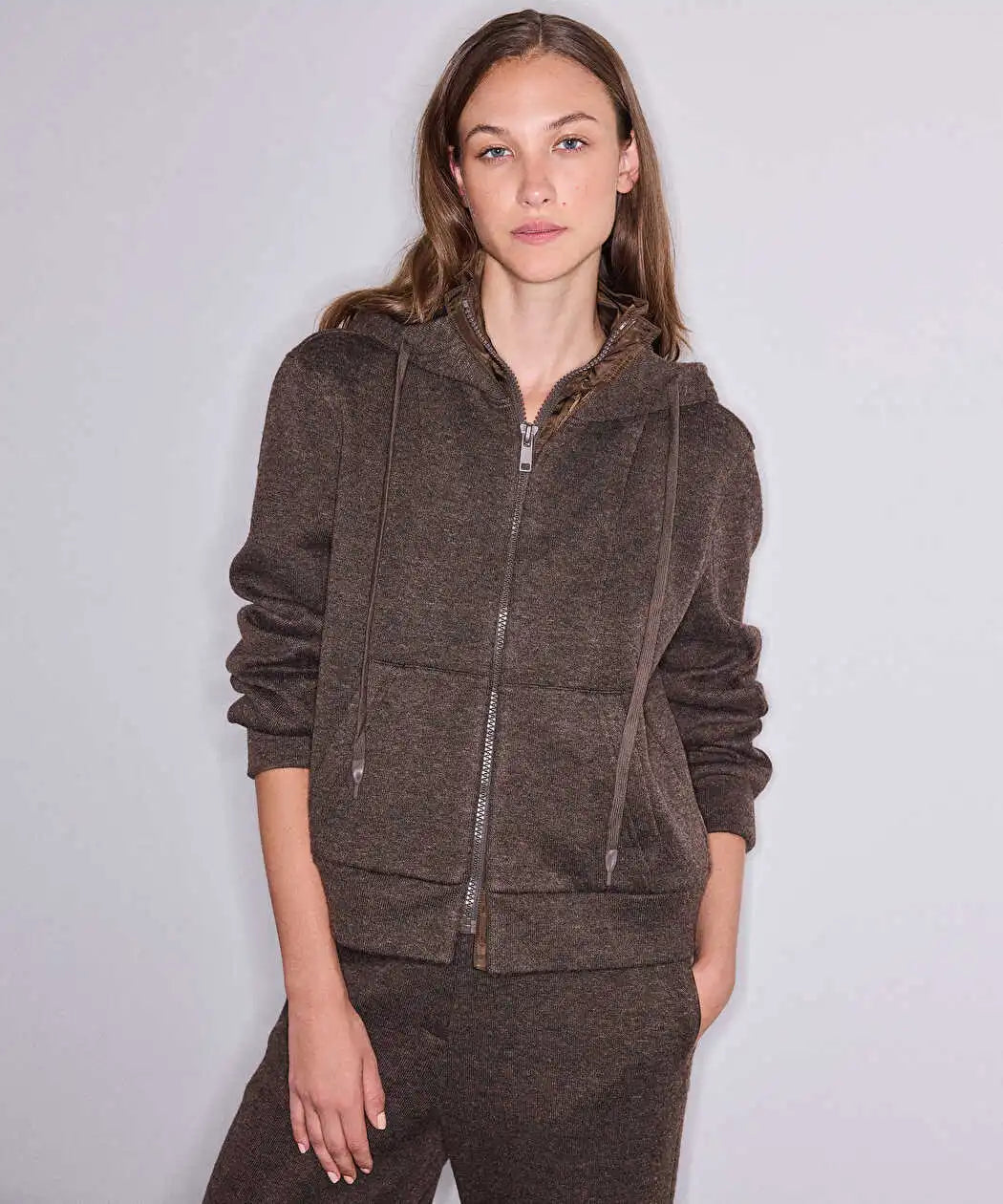 Kahverengi Çift Parça Görünüm Sweatshirt Iw6260091128074 | Ipekyol