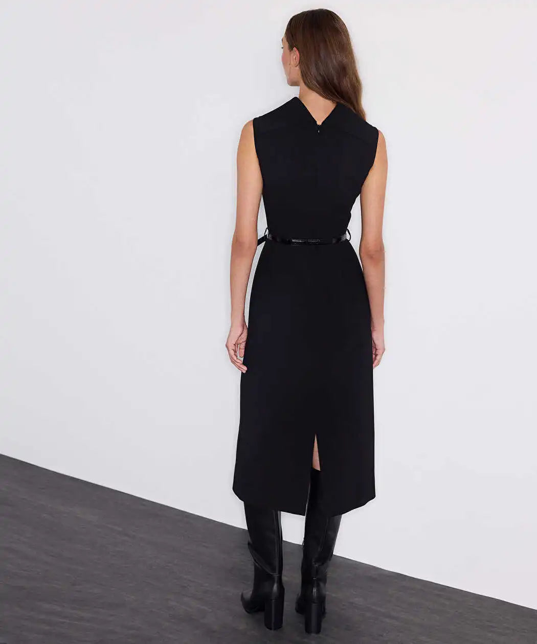 Siyah Kemerli Midi Elbise Iw6260002214001 | Ipekyol