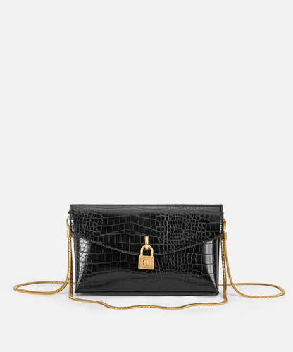 Siyah Kapaklı Timsah Derisi Görünümlü Clutch Iw6260121002001 | Ipekyol