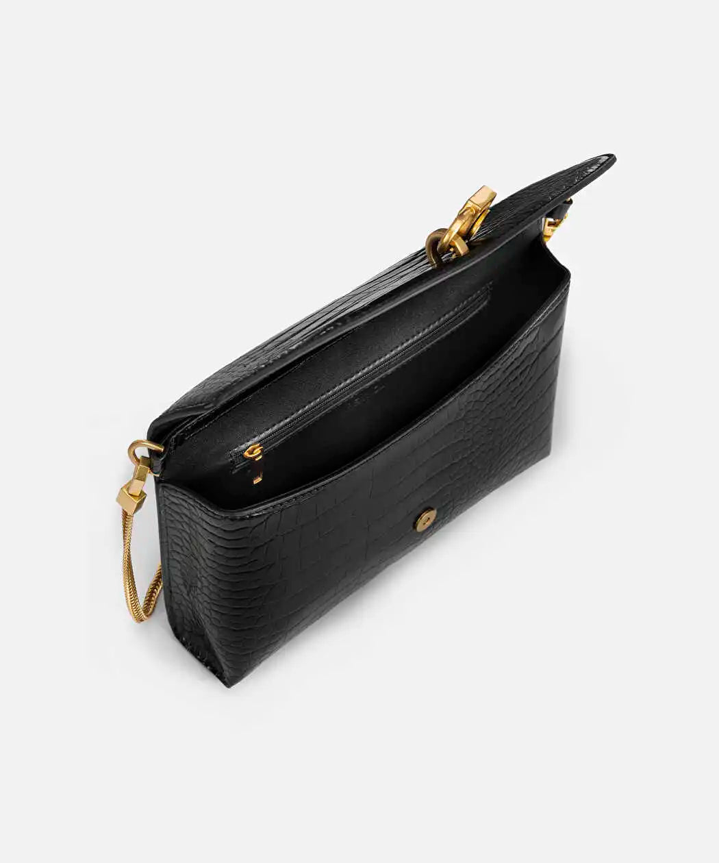 Siyah Kapaklı Timsah Derisi Görünümlü Clutch Iw6260121002001 | Ipekyol