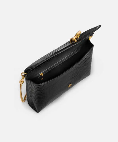 Siyah Kapaklı Timsah Derisi Görünümlü Clutch Iw6260121002001 | Ipekyol