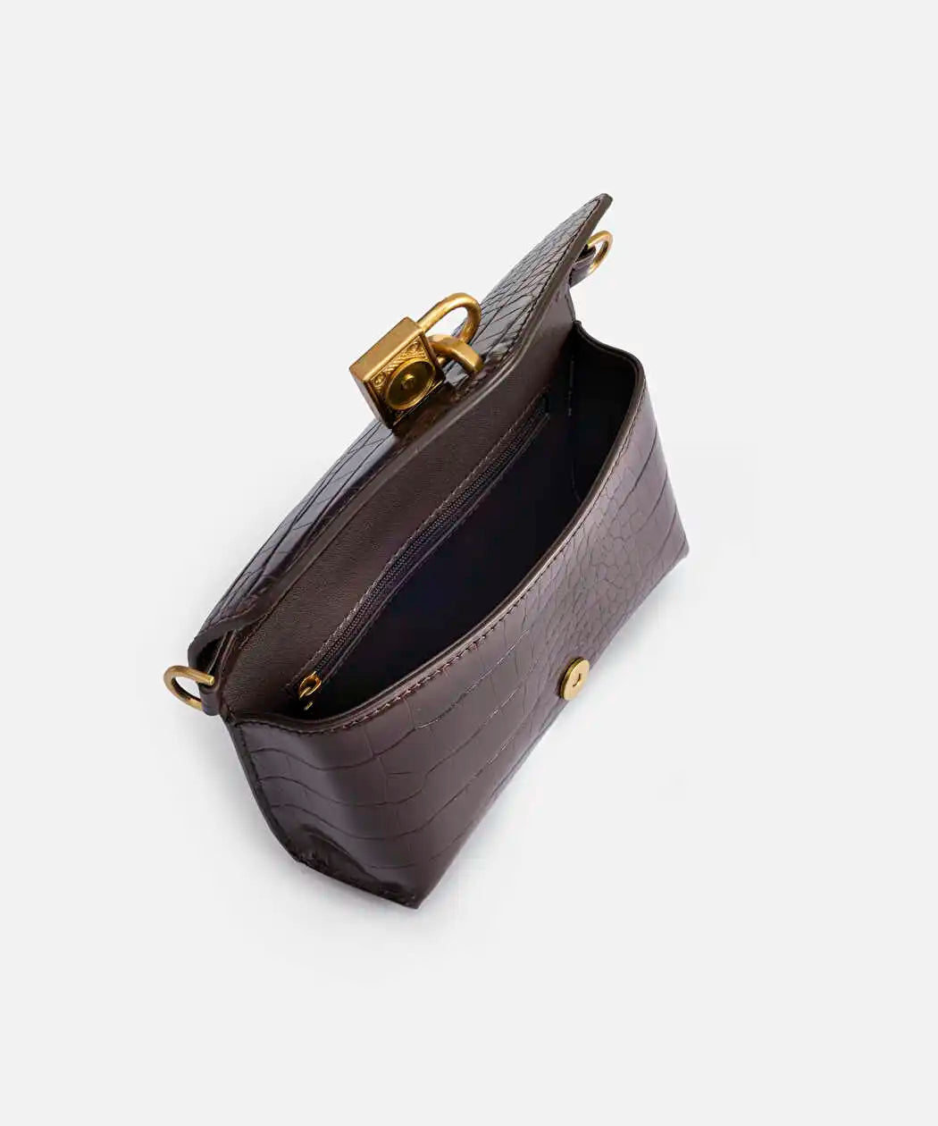 Kahverengi Timsah Derisi Görünümlü Clutch Iw6260121003006 | Ipekyol