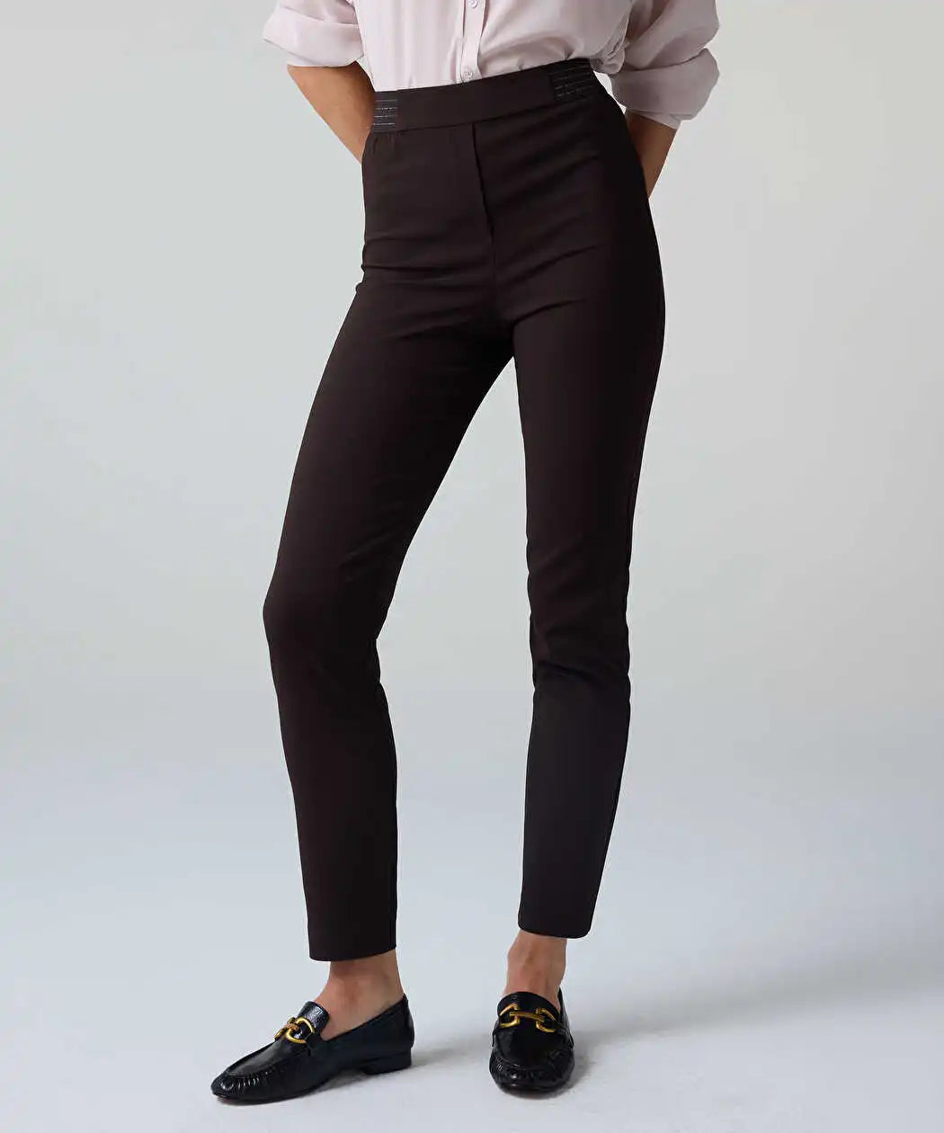 Kahverengi Lurex Bel Skinny Fit Pantolon Iw6260003263074 | Ipekyol