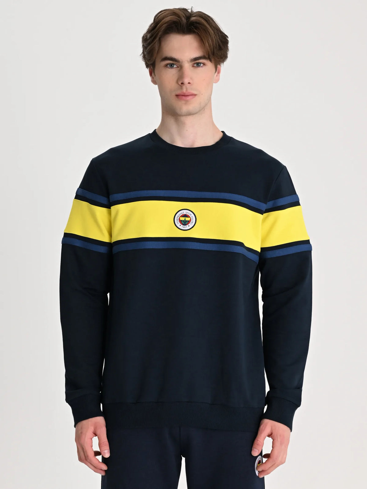 Fenerbahçe Lacivert Tribün Sarı Bantlı Erkek Sweatshirt