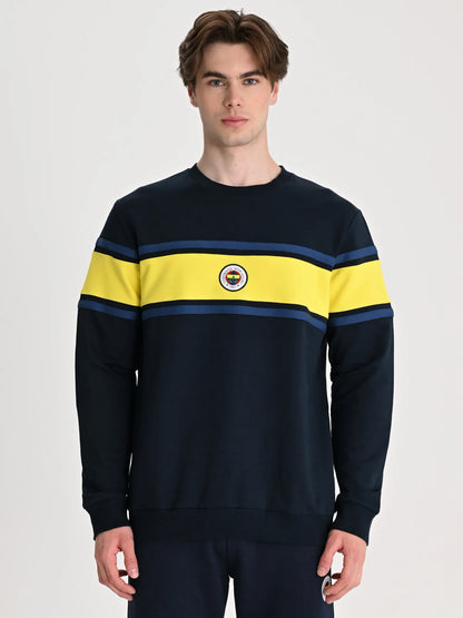 Fenerbahçe Lacivert Tribün Sarı Bantlı Erkek Sweatshirt