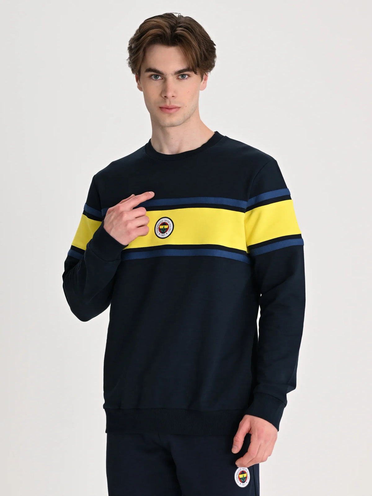 Fenerbahçe Lacivert Tribün Sarı Bantlı Erkek Sweatshirt