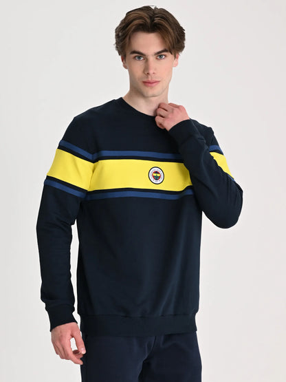 Fenerbahçe Lacivert Tribün Sarı Bantlı Erkek Sweatshirt