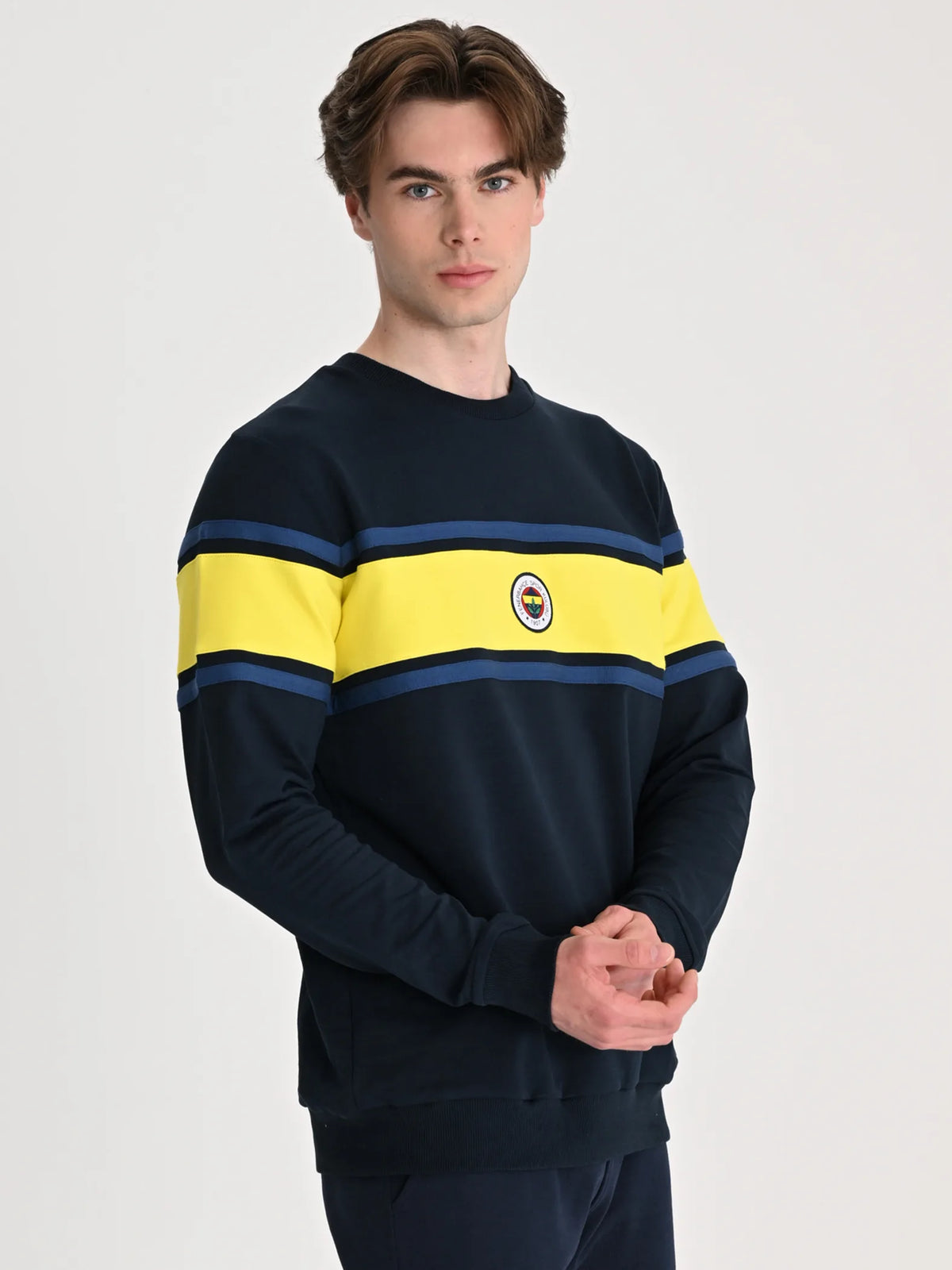 Fenerbahçe Lacivert Tribün Sarı Bantlı Erkek Sweatshirt