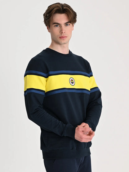 Fenerbahçe Lacivert Tribün Sarı Bantlı Erkek Sweatshirt