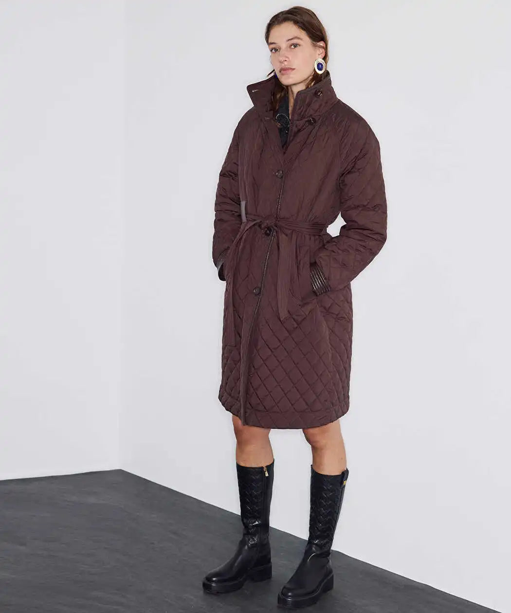 Natürel Kuşaklı Kapitone Mont Iw6260012153ad6 | Ipekyol