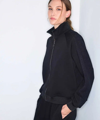 Siyah Kumaş Mix Dik Yaka Sweatshirt Iw6260091135001 | Ipekyol