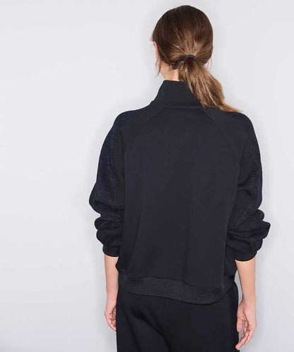 Siyah Kumaş Mix Dik Yaka Sweatshirt Iw6260091135001 | Ipekyol