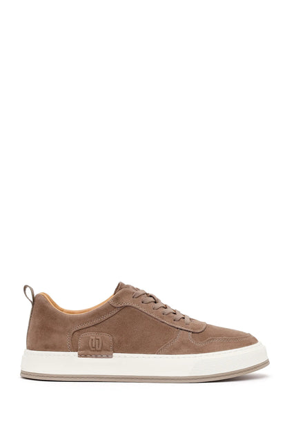 Erkek Vizon Bağcıklı Kalın Tabanlı Süet Deri Sneaker