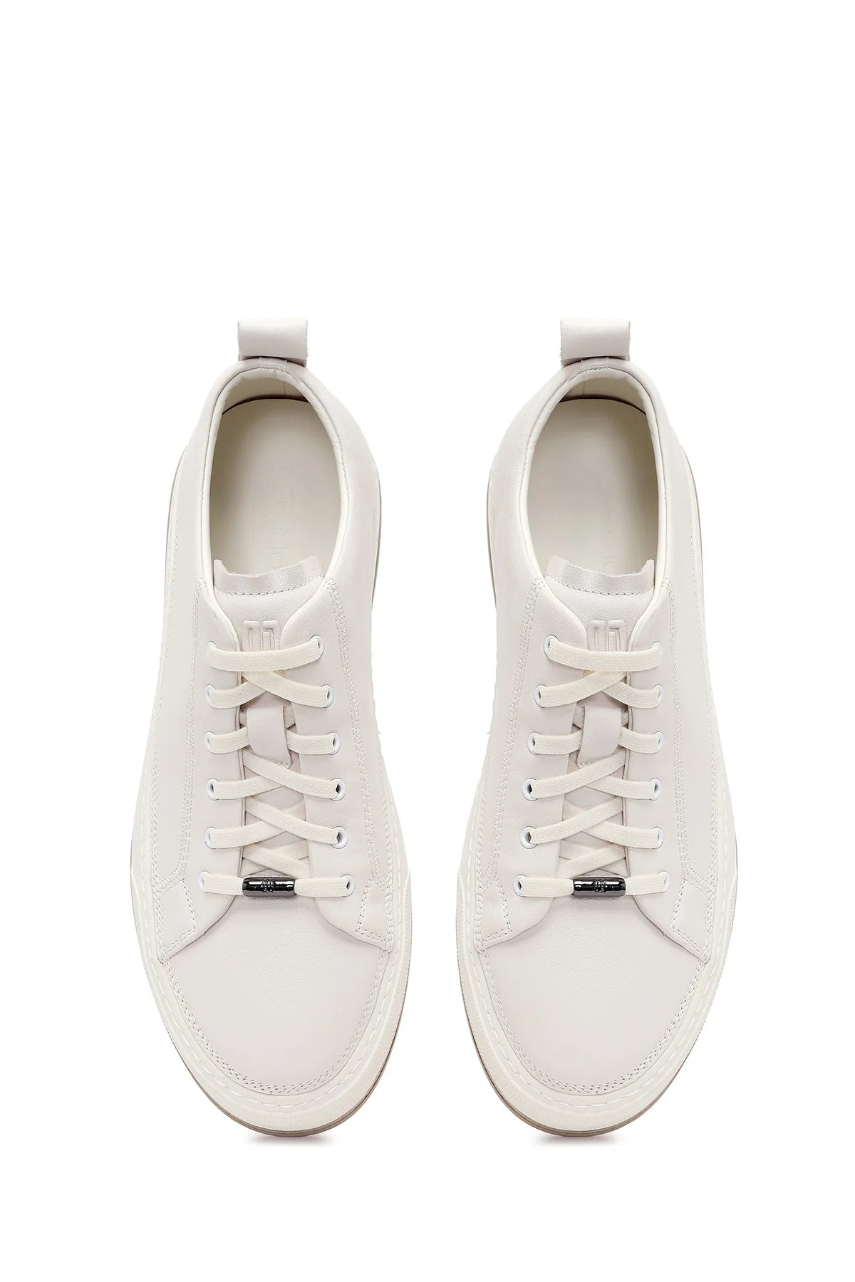 Erkek Beyaz Bağcıklı Deri Sneaker