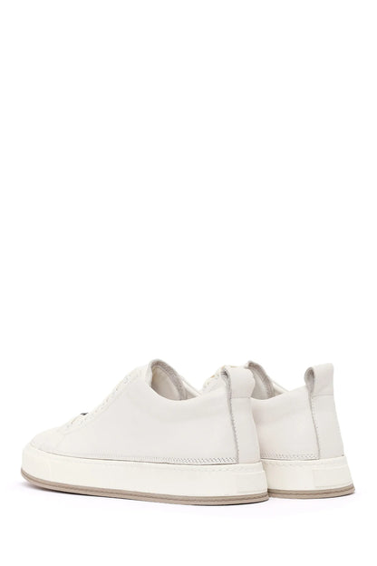 Erkek Beyaz Bağcıklı Deri Sneaker