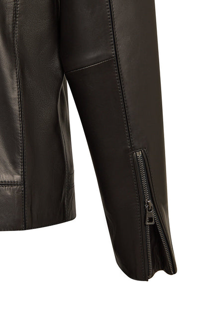 Musiala Erkek Siyah Slim-fit Deri Ceket