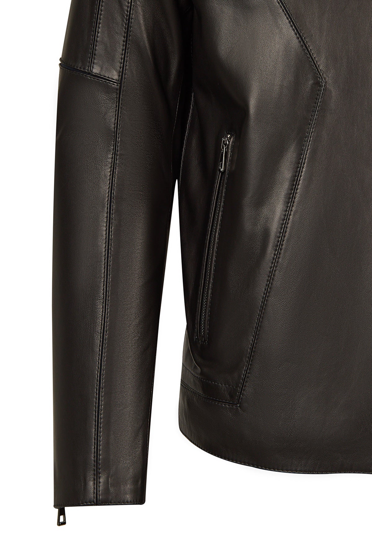 Musiala Erkek Siyah Slim-fit Deri Ceket