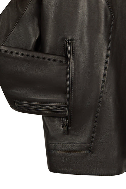 Musiala Erkek Siyah Slim-fit Deri Ceket