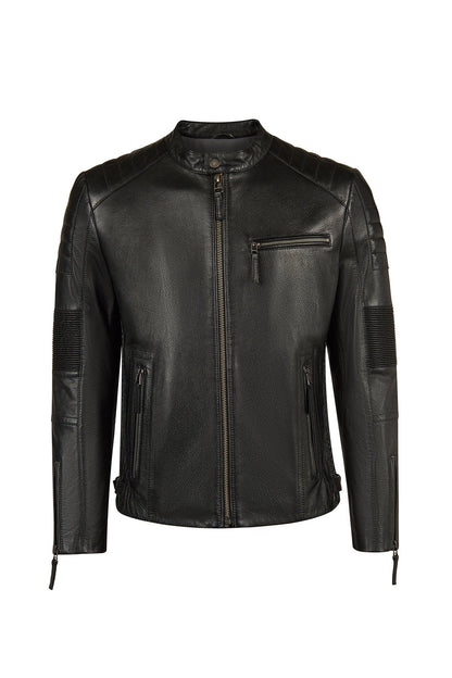 Lavine Erkek Siyah Slim-fit Deri Ceket