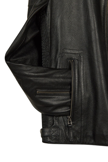 Lavine Erkek Siyah Slim-fit Deri Ceket