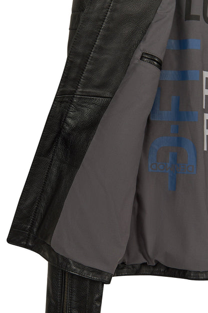 Lavine Erkek Siyah Slim-fit Deri Ceket