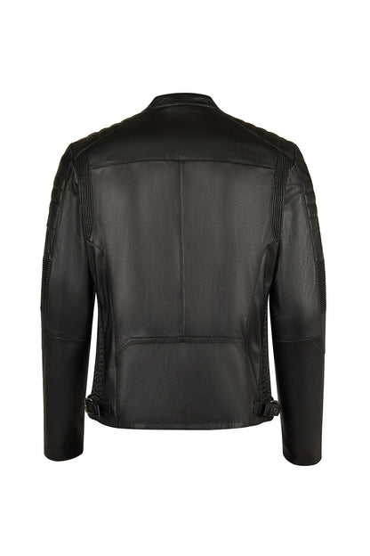 Lavine Erkek Siyah Slim-fit Deri Ceket